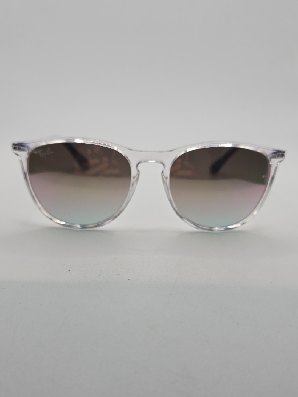 Ray-Ban Erika Clear Frame Purple Arm Sunglasses With Gradient Lenses